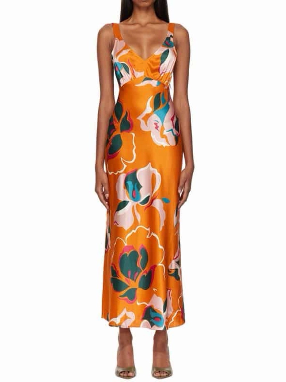 Reformation Orange Floral Slip Dress
